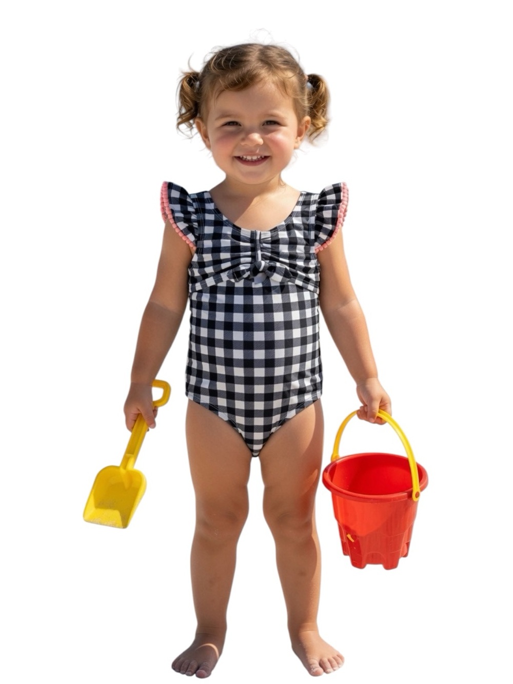JESSICA SIMPSON: NWT Black & White Gingham One-Piece Toddler Swimsuit -Size 2T